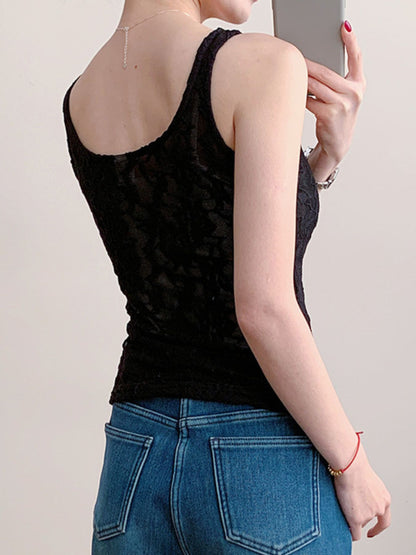 Lace Round Neck Tank-Nordavory