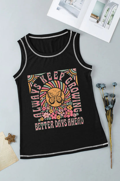 Graphic Round Neck Tank-Nordavory