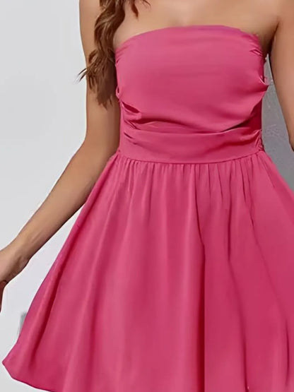 Ruched Tube Mini Dress-Nordavory