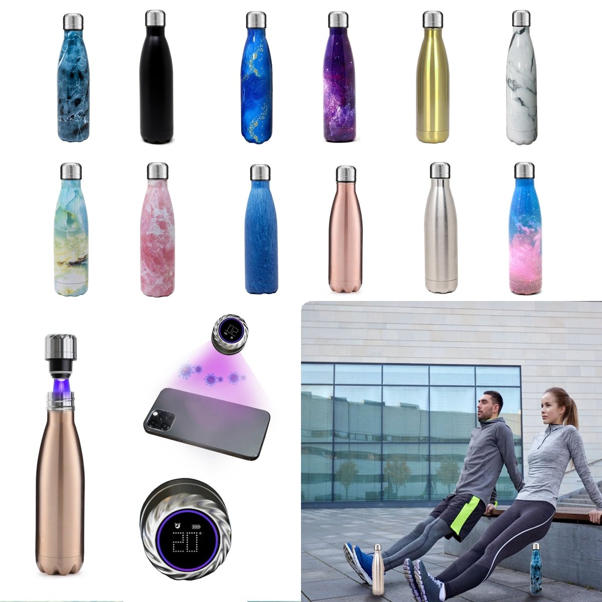 Aquaala UV Water Bottle with Temp Cap - Nordavory