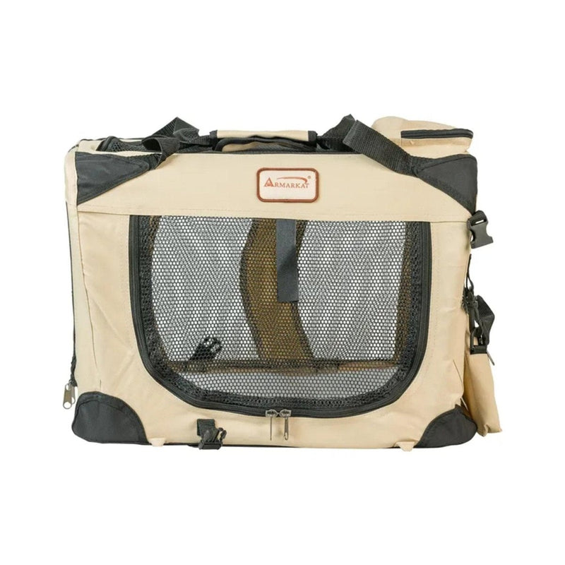 Armarkat Folding Soft Dog Crate Pet Travel Carrier - Beige - Nordavory
