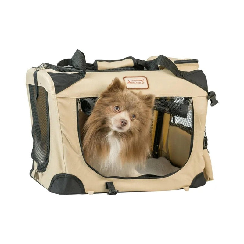 Armarkat Folding Soft Dog Crate Pet Travel Carrier - Beige - Nordavory