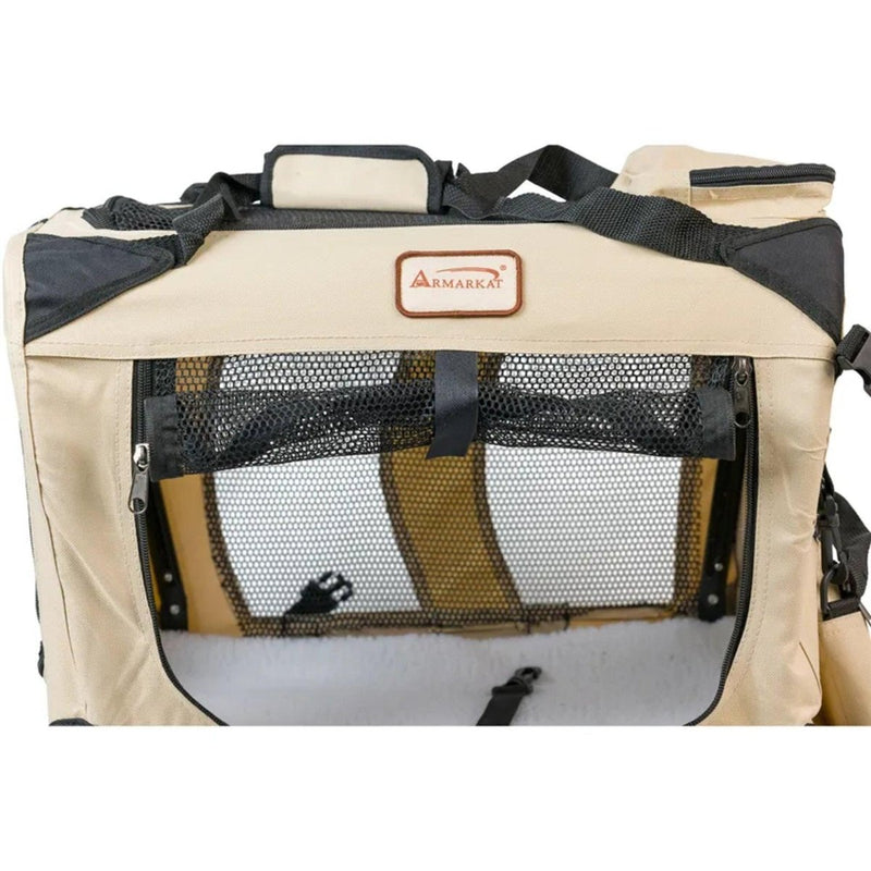 Armarkat Folding Soft Dog Crate Pet Travel Carrier - Beige - Nordavory