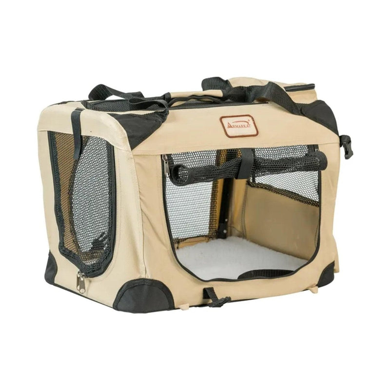 Armarkat Folding Soft Dog Crate Pet Travel Carrier - Beige - Nordavory