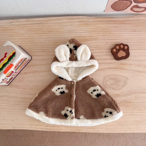 Autumn and Winter Baby Girl Cartoon Pattern Warm Cozy Fleece Cape - Nordavory