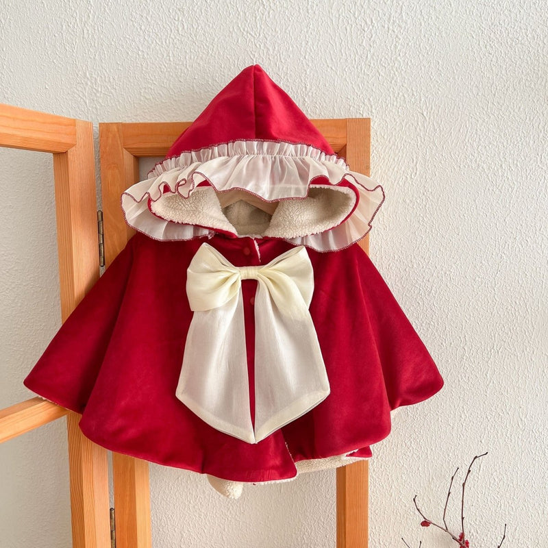 Autumn and Winter Baby Girl Color Patchwork Warm Cozy Fleece Cape - Nordavory