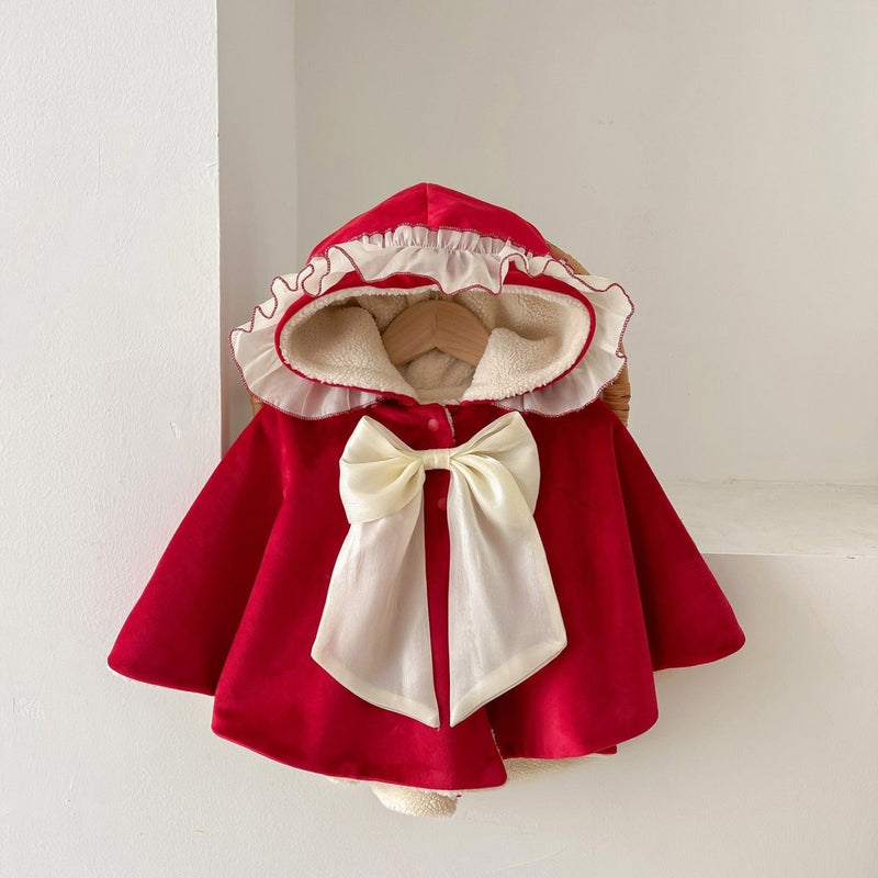 Autumn and Winter Baby Girl Color Patchwork Warm Cozy Fleece Cape - Nordavory