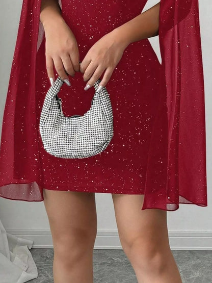 Cutout Bodycon Mini Dress with Cape Sleeves-Nordavory