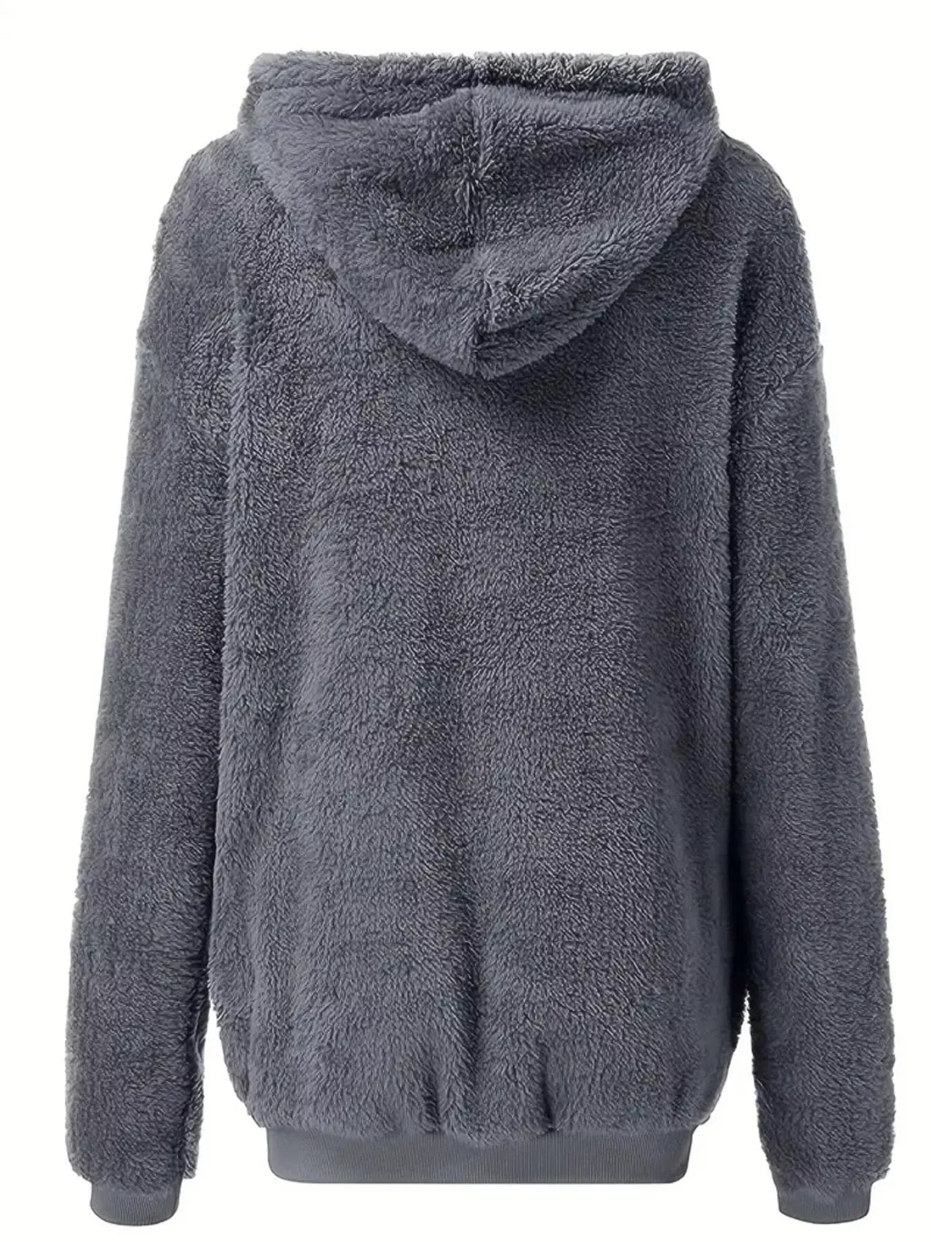 Fleece Zip-Up Drawstring Outerwear-Nordavory