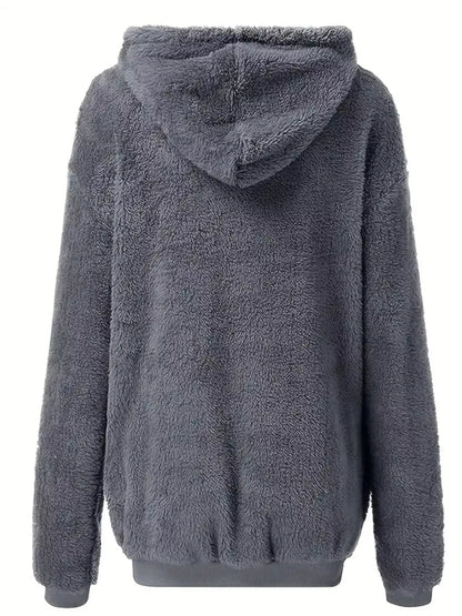 Fleece Zip-Up Drawstring Outerwear-Nordavory