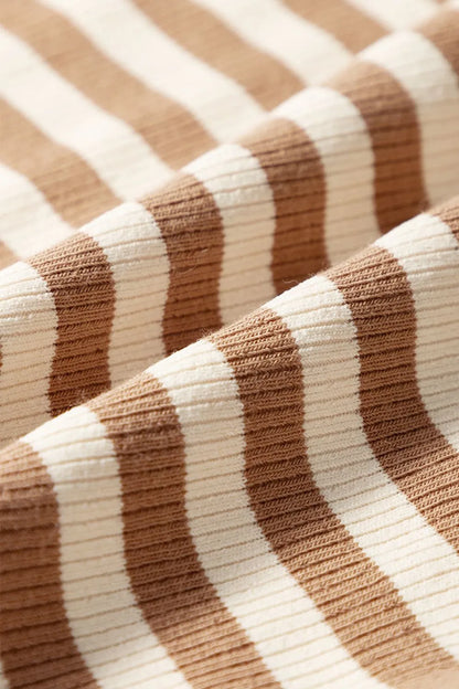 Stripe Exposed Seam Trim Round Neck Sleeveless Top-Nordavory