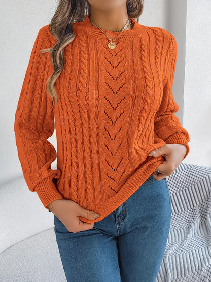 Cable-Knit Round Neck Sweater-Nordavory