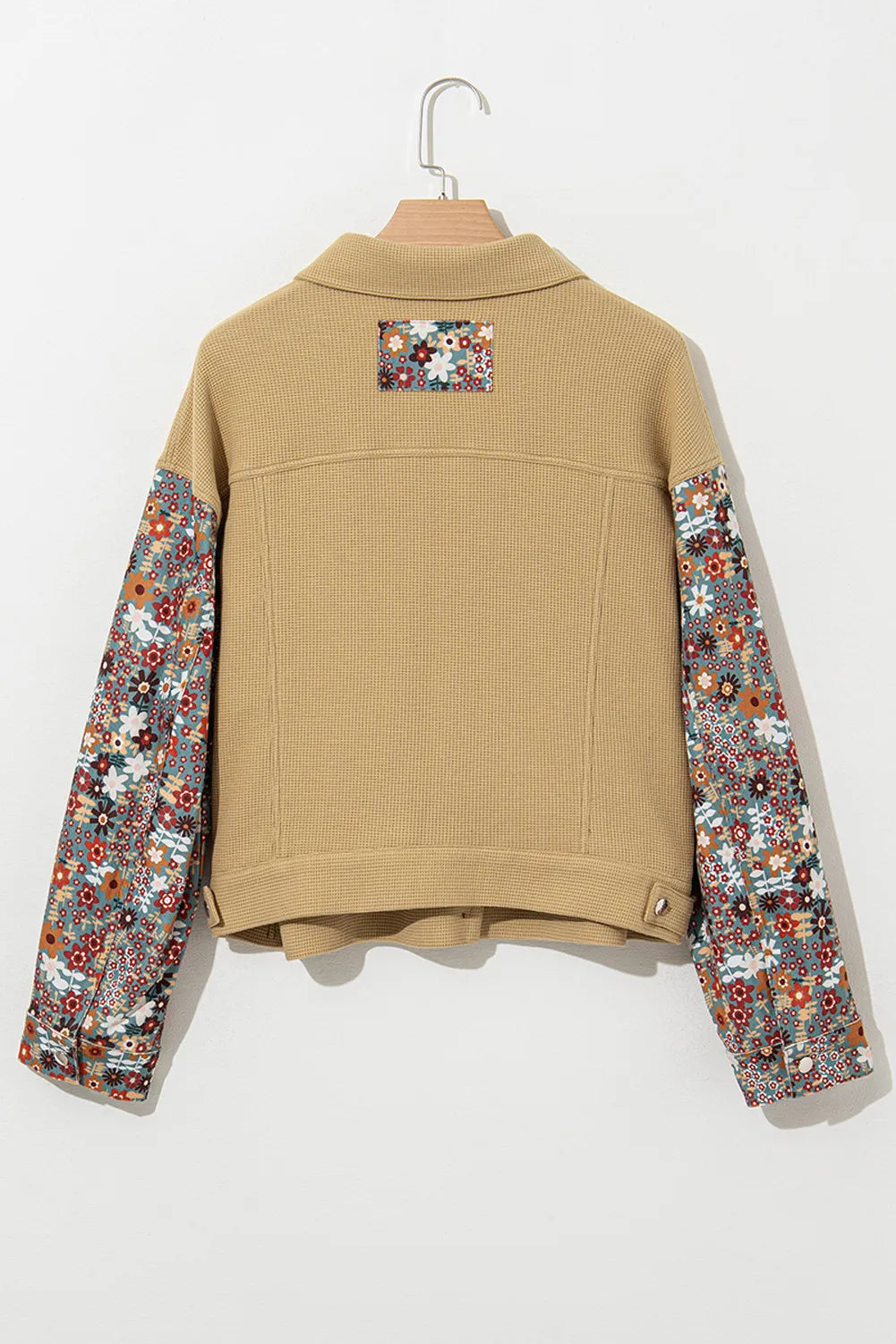 Printed Collared Neck Long Sleeve Jacket-Nordavory