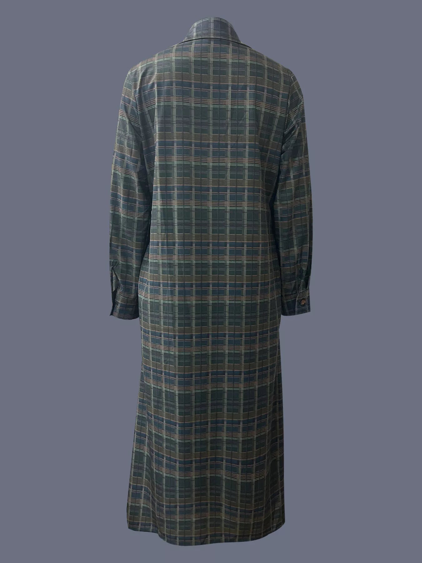Plaid Button Front Maxi Shirt Dress-Nordavory
