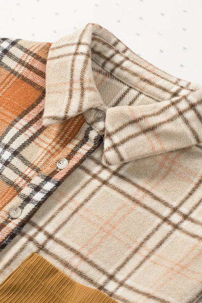 Plaid Button Up Long Sleeve Shacket-Nordavory