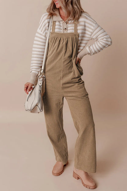 Square Neck Wide Strap Overalls-Nordavory