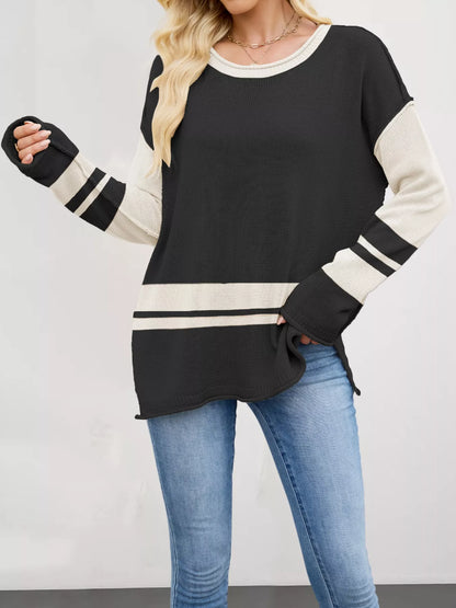 Color Block Side Slit Sweater-Nordavory