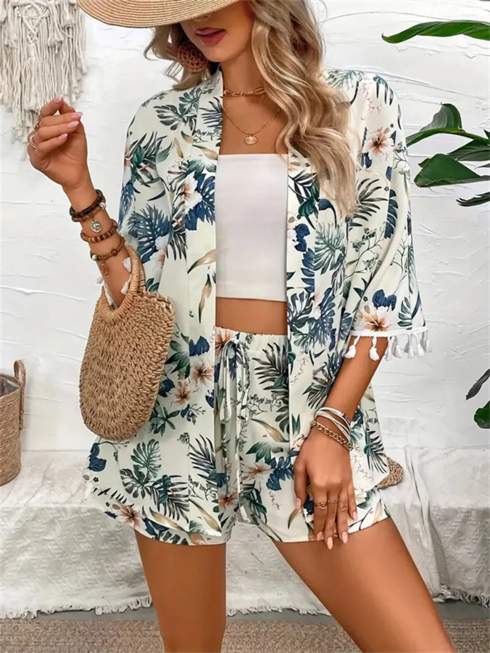 Printed Half Sleeve Top and Shorts Set-Nordavory