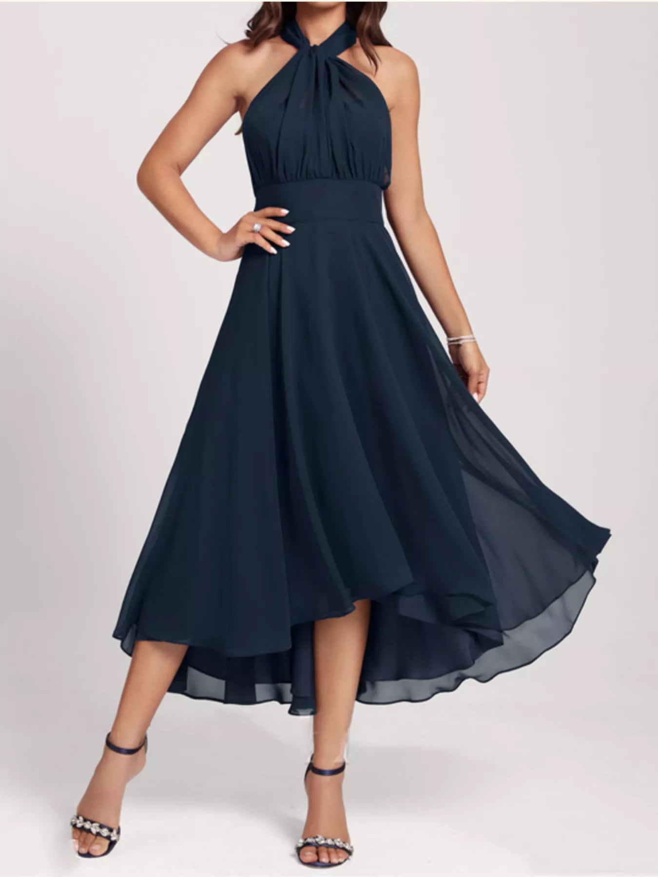Ruched A-Line Midi Dress-Nordavory
