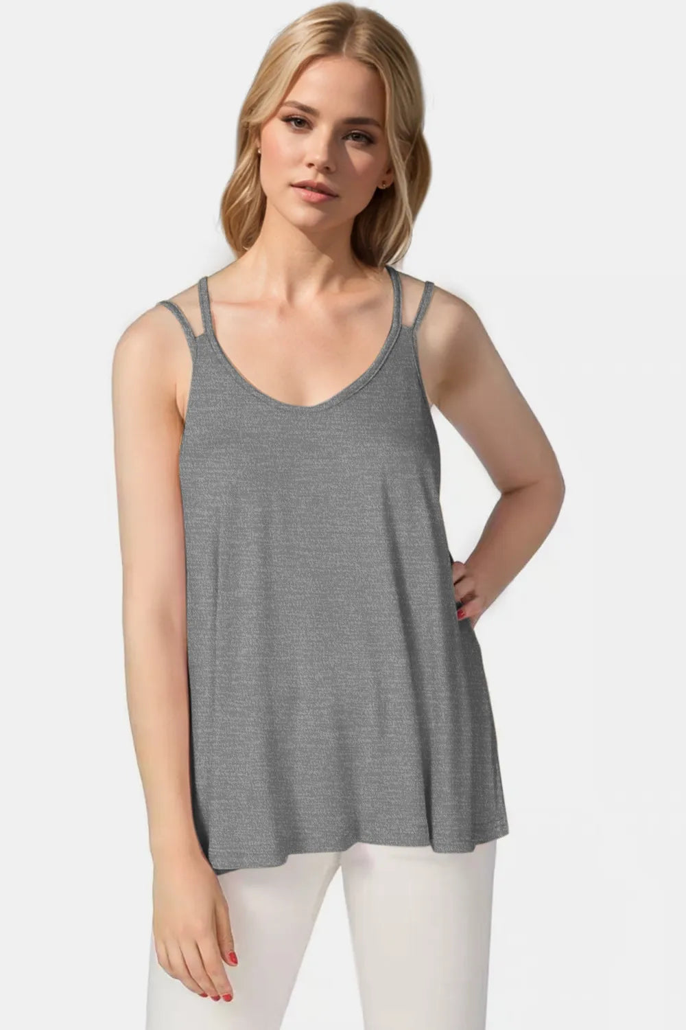 Basic Bae Bamboo Scoop Neck Double Spaghetti Straps Cami-Nordavory