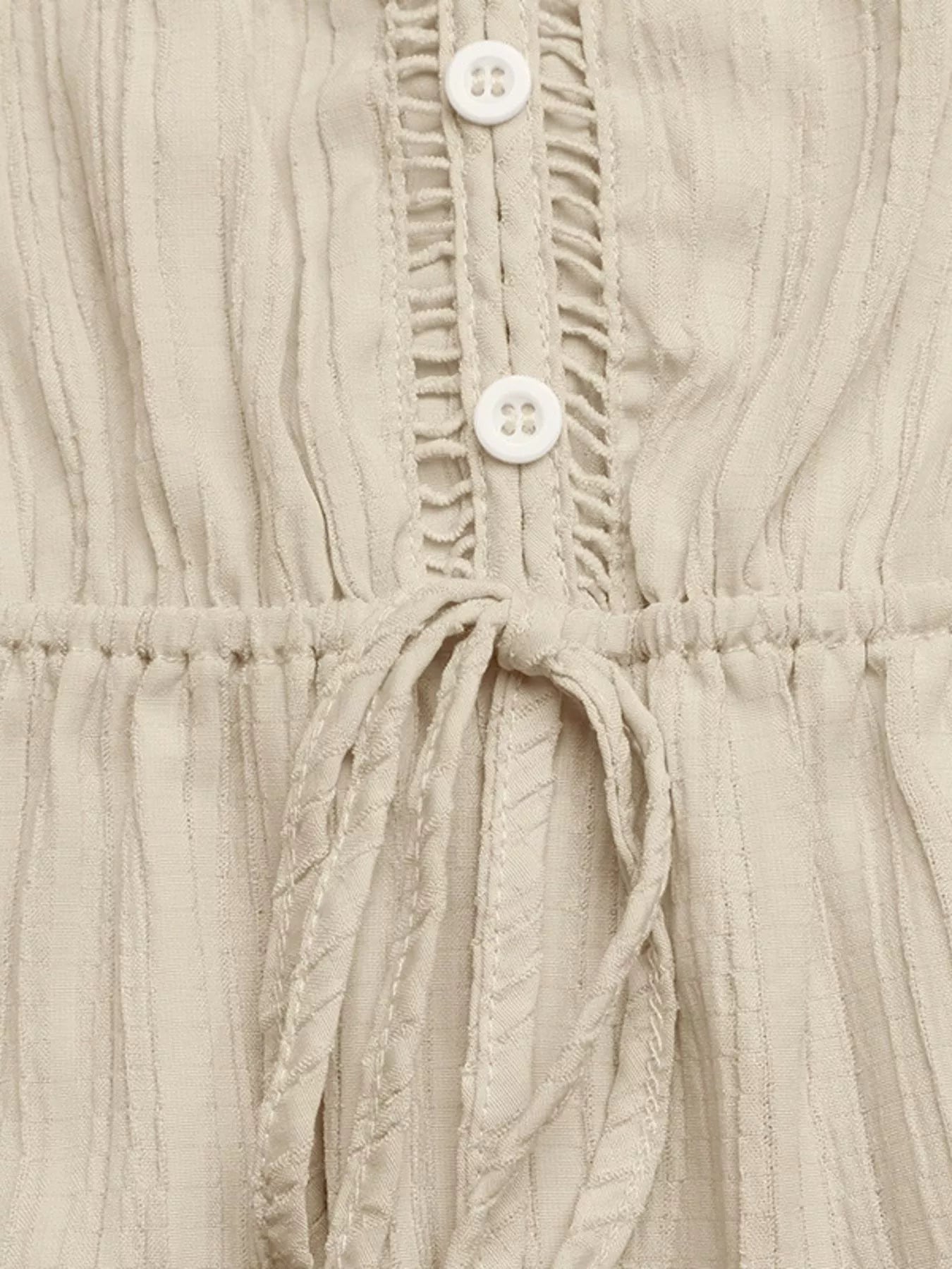V-Neck Drawstring Waist Wide Leg Jumpsuit-Nordavory