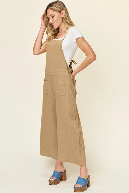 Double Take Full Size Texture Sleeveless Wide Leg Overall-Nordavory
