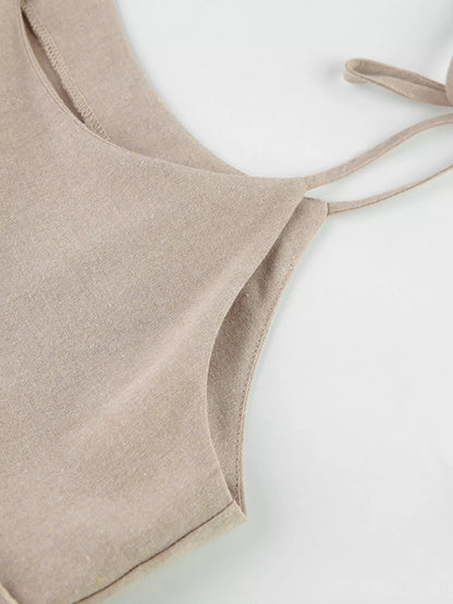 Frill Tied-Shoulder Cotton Mini Dress – image 9