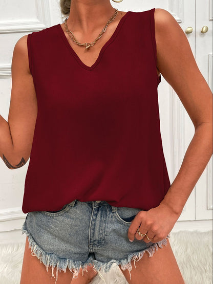 V-Neck Curved Hem Tunic Tank-Nordavory