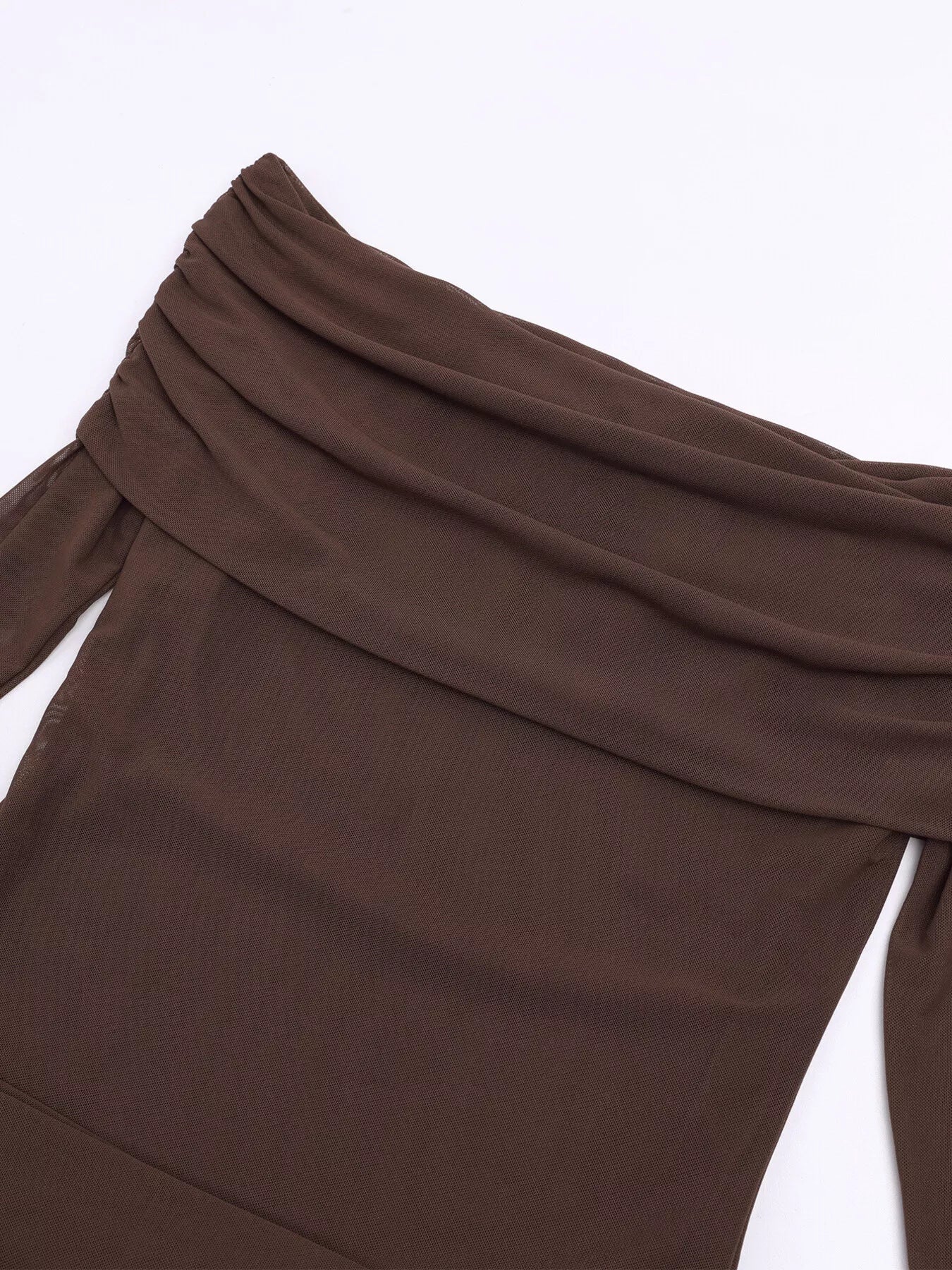 Off-Shoulder Ruched Long Sleeve Maxi Dress-Nordavory