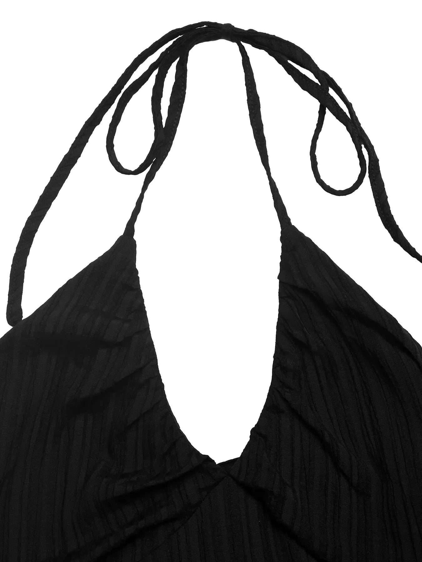 Halter Neck Pleated Maxi Dress-Nordavory