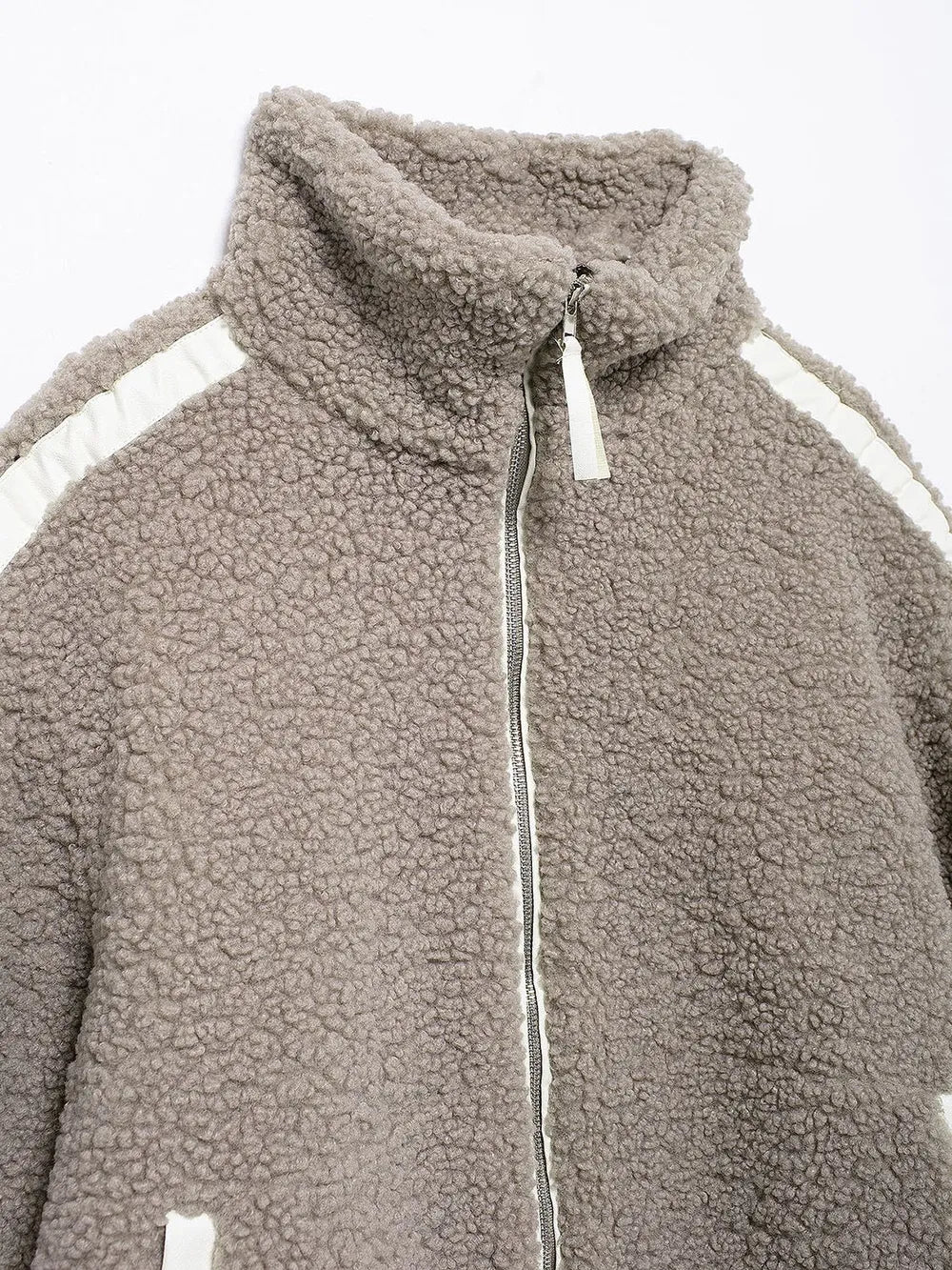 Zip Up Turtleneck Long Sleeve Plush Jacket-Nordavory