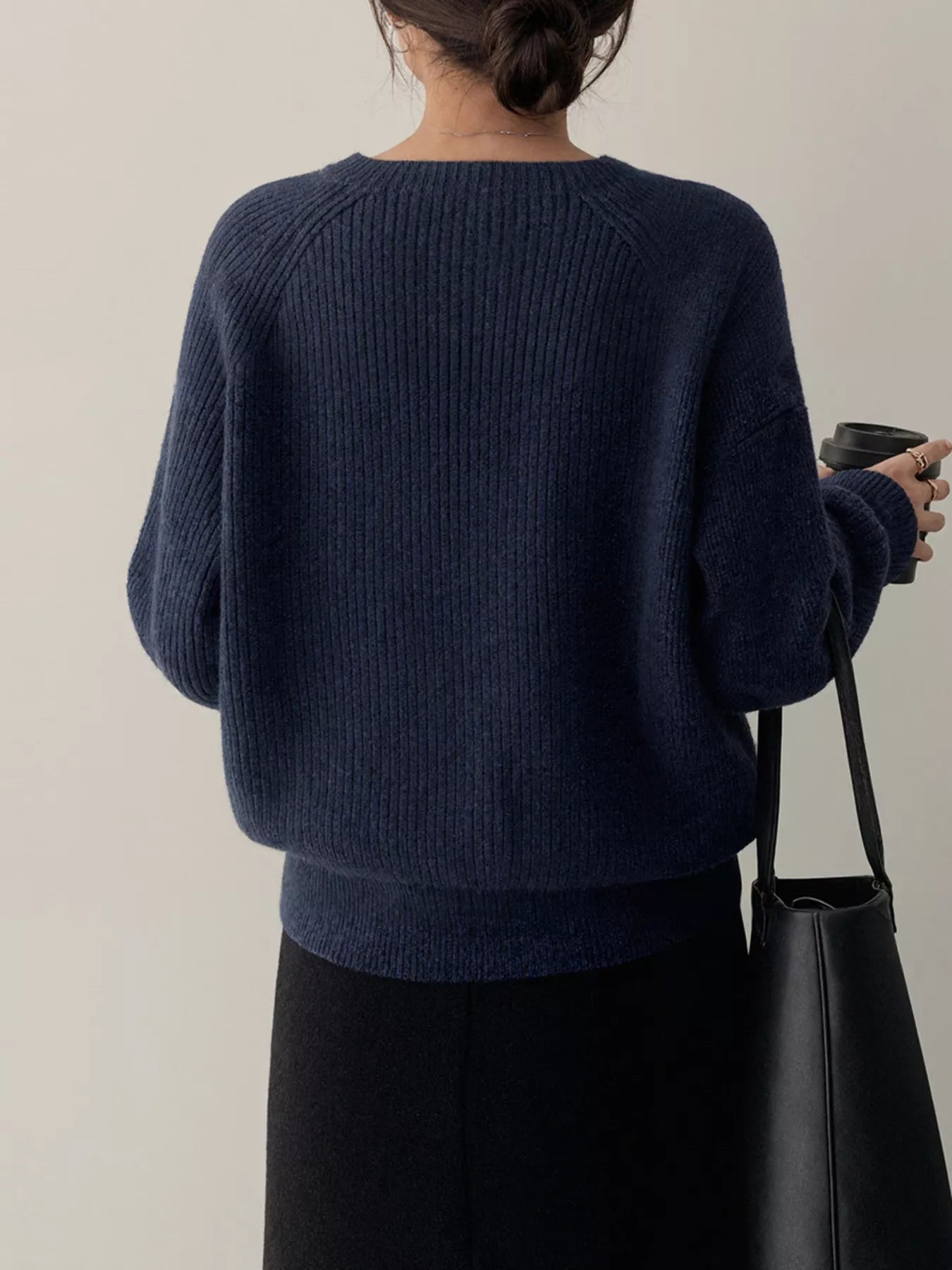 Button-Decorated Round Neck Sweater-Nordavory
