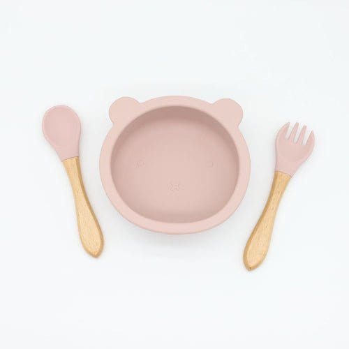 Baby Bear Shape Food Training Silicone Bowl With Spoon Tableware Kids & Babies nordavory