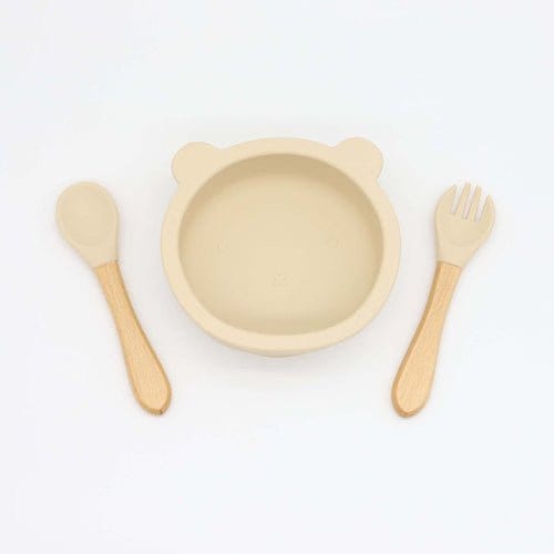 Baby Bear Shape Food Training Silicone Bowl With Spoon Tableware Kids & Babies nordavory