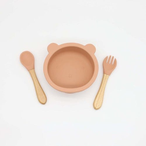 Baby Bear Shape Food Training Silicone Bowl With Spoon Tableware Kids & Babies nordavory