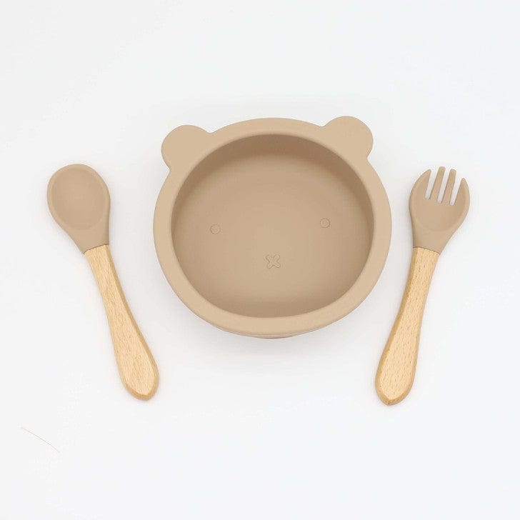 Baby Bear Shape Food Training Silicone Bowl With Spoon Tableware - Nordavory