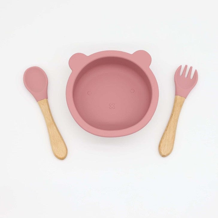 Baby Bear Shape Food Training Silicone Bowl With Spoon Tableware - Nordavory