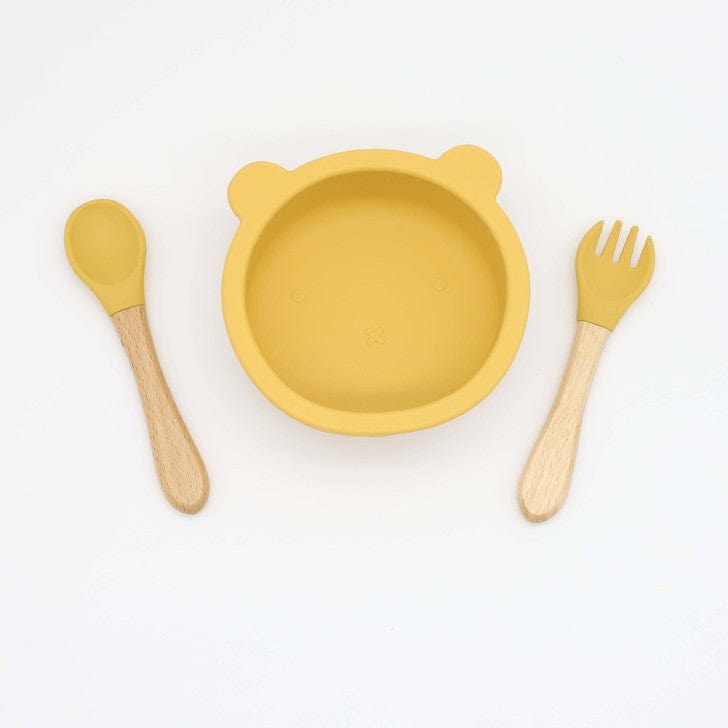 Baby Bear Shape Food Training Silicone Bowl With Spoon Tableware - Nordavory