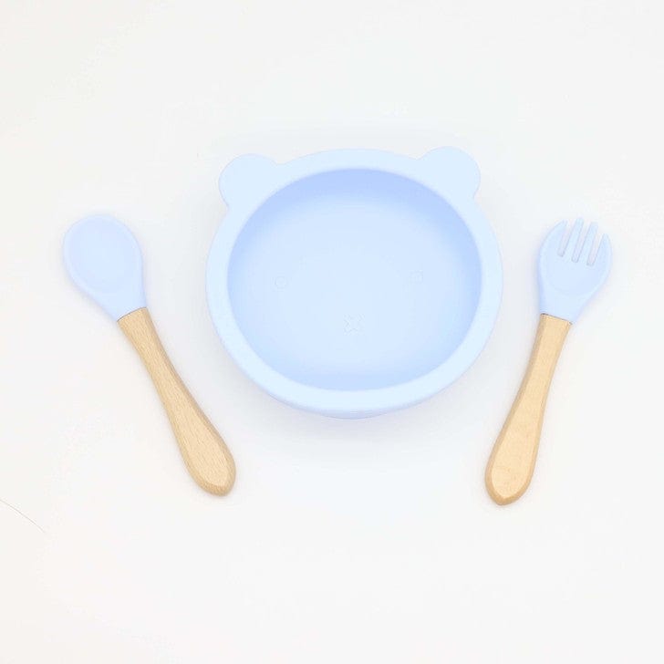 Baby Bear Shape Food Training Silicone Bowl With Spoon Tableware - Nordavory