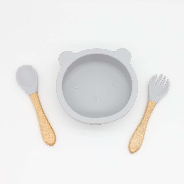 Baby Bear Shape Food Training Silicone Bowl With Spoon Tableware - Nordavory