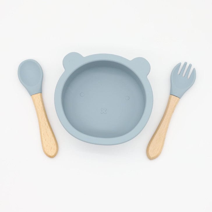 Baby Bear Shape Food Training Silicone Bowl With Spoon Tableware - Nordavory