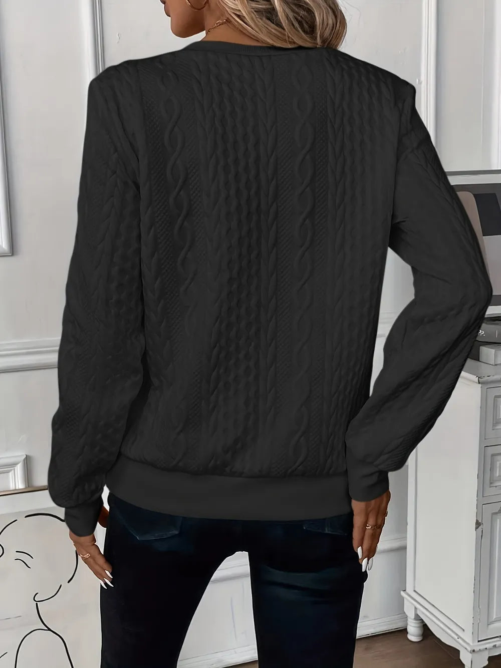 Texture Half Zip Long Sleeve Sweatshirt-Nordavory
