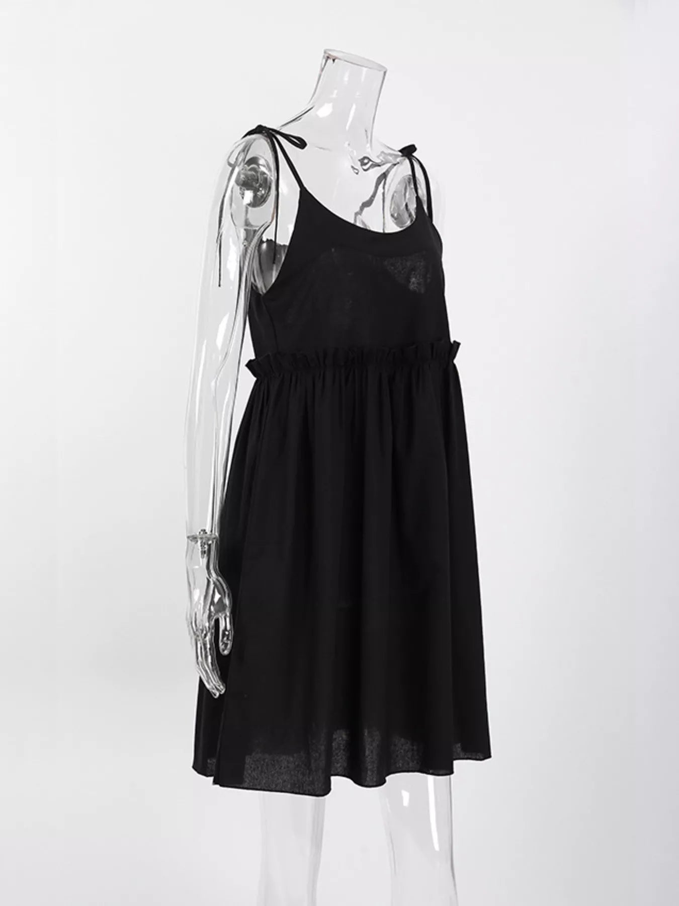 Frill Tied-Shoulder Cotton Mini Dress – image 23