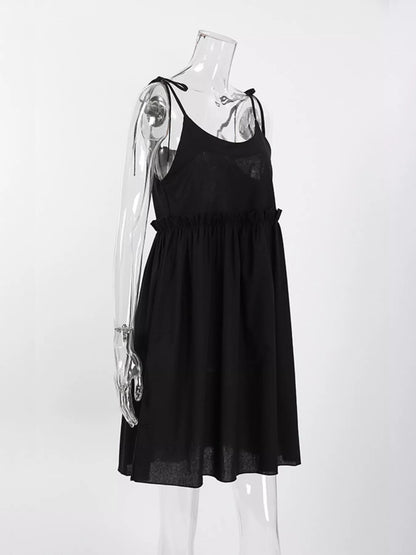 Frill Tied-Shoulder Cotton Mini Dress – image 23