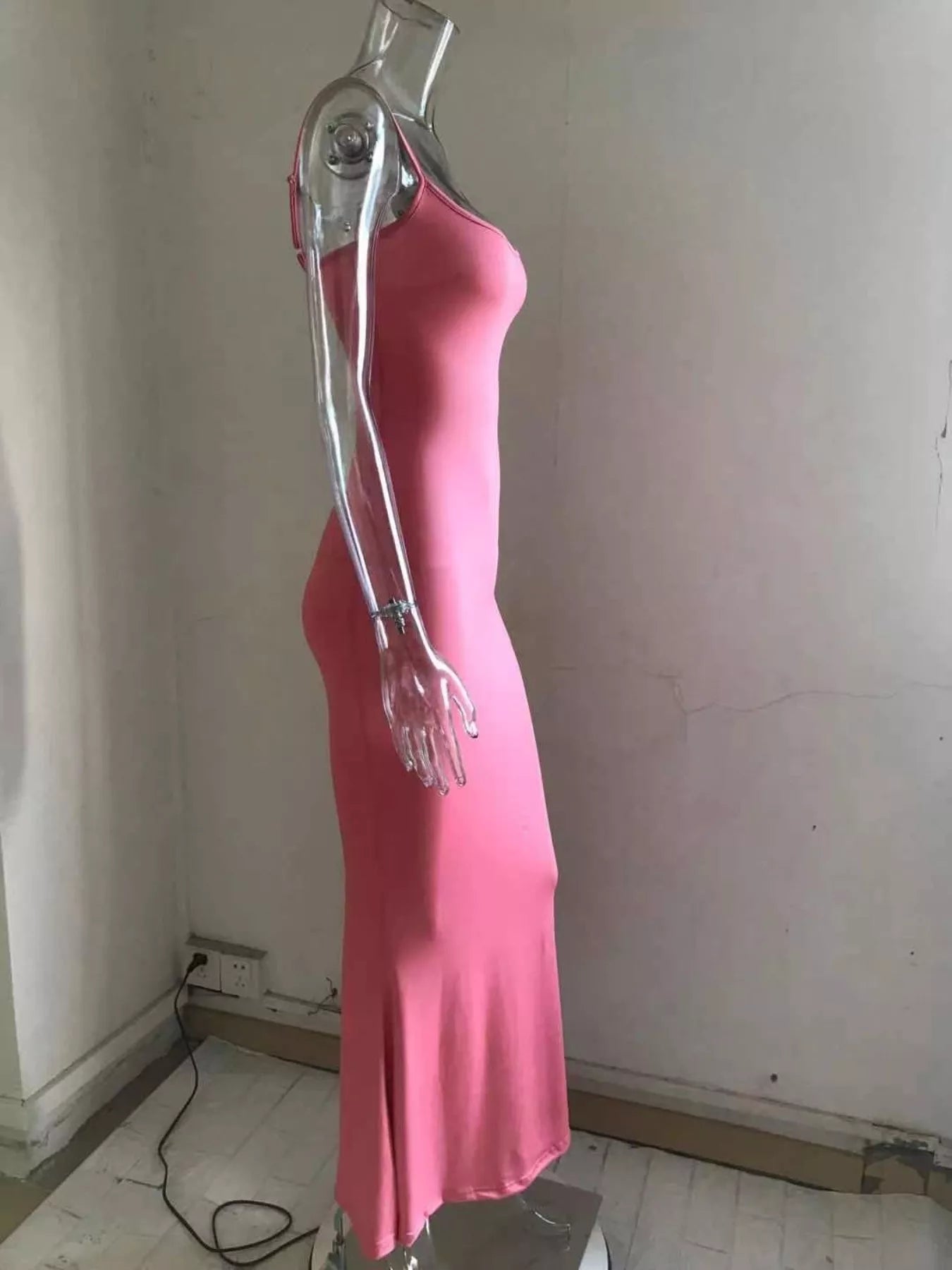 Spaghetti Strap Bodycon Maxi Dress-Nordavory