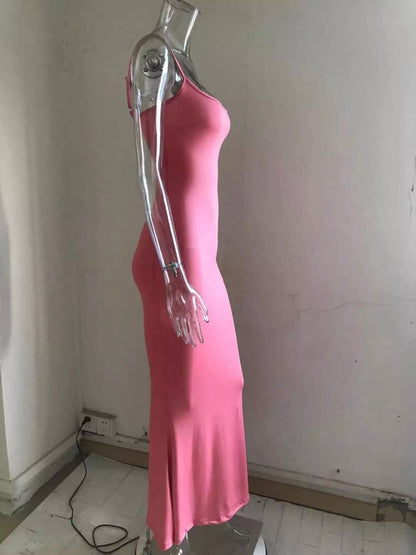 Spaghetti Strap Bodycon Maxi Dress-Nordavory