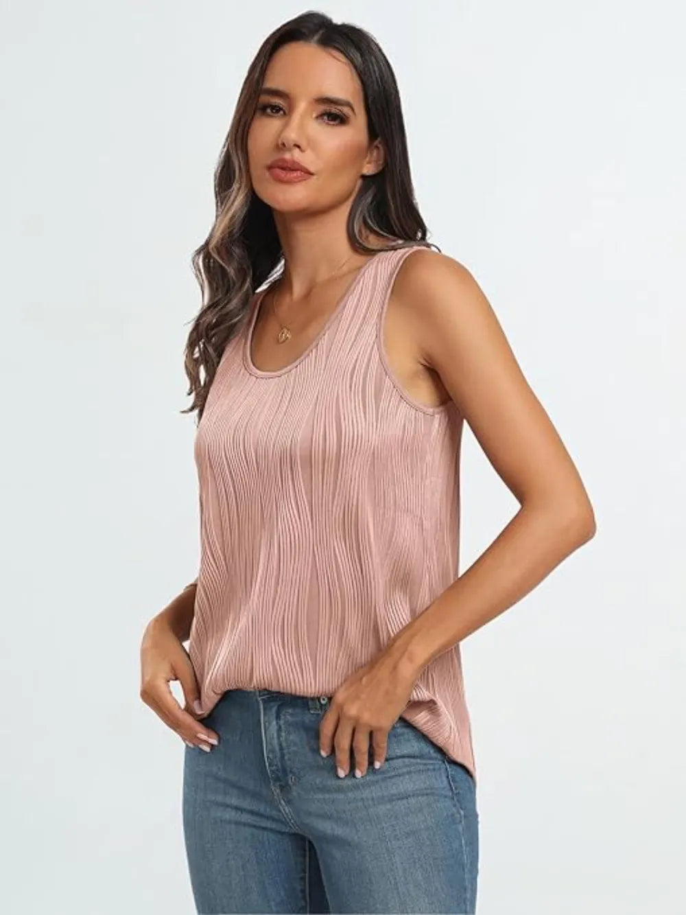 Round Neck Wide Strap Tank-Nordavory