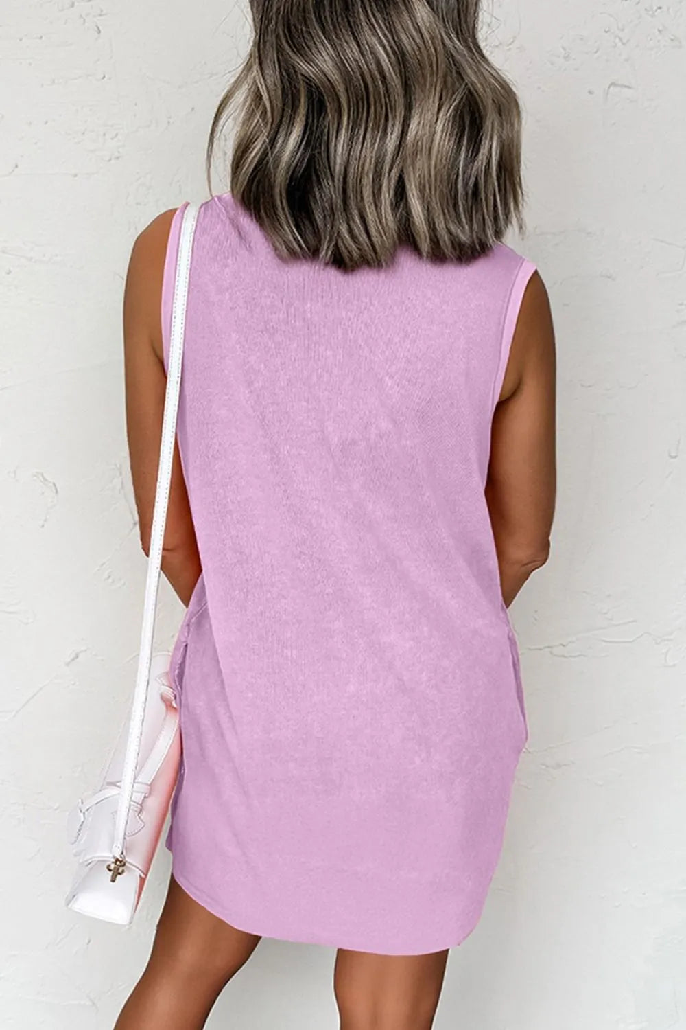 Round Neck Sleeveless Mini Dress with Pockets-Nordavory