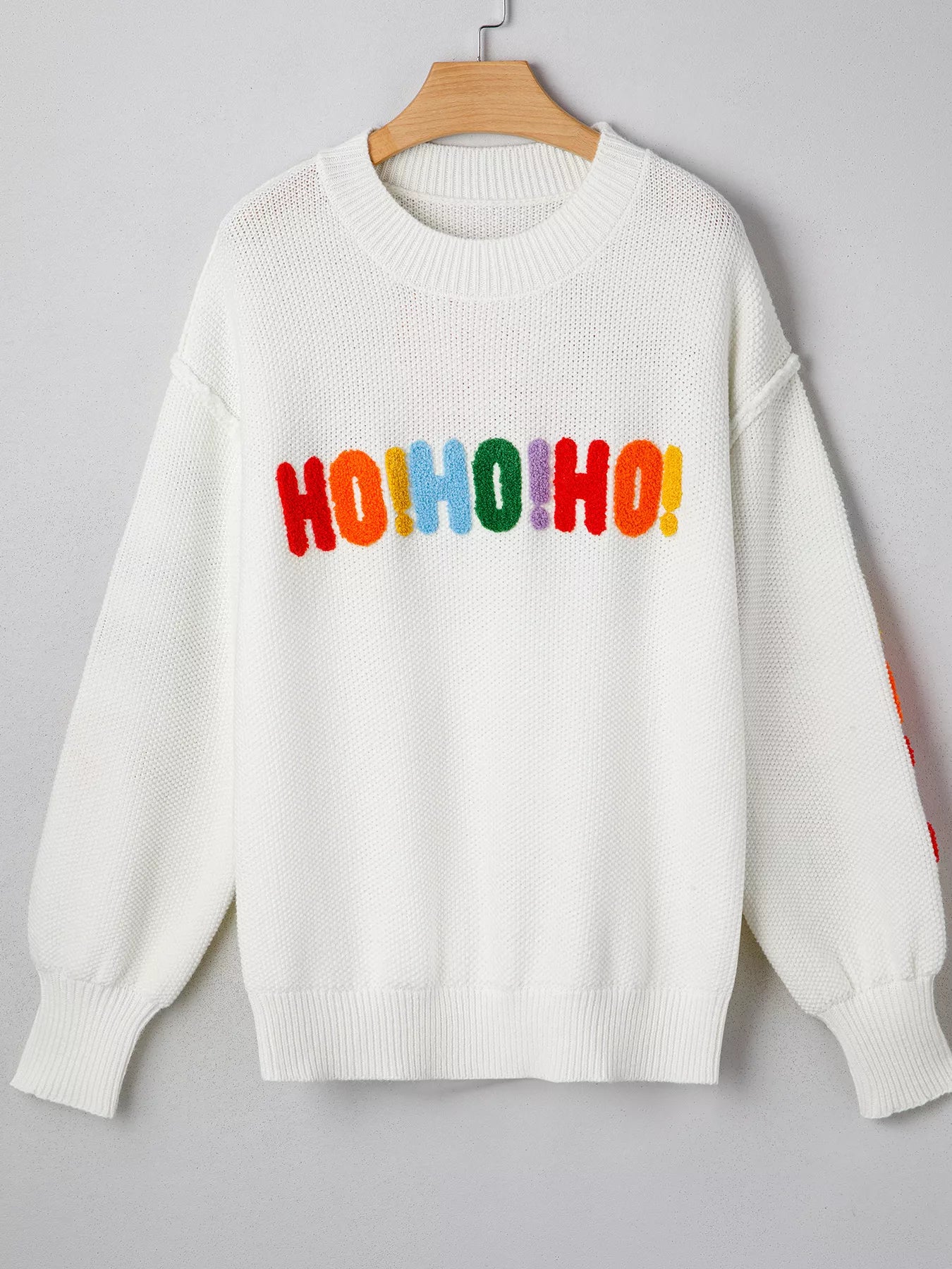 HOHOHO MERRY CHRISTMAS Drop Shoulder Holiday Sweater-Nordavory