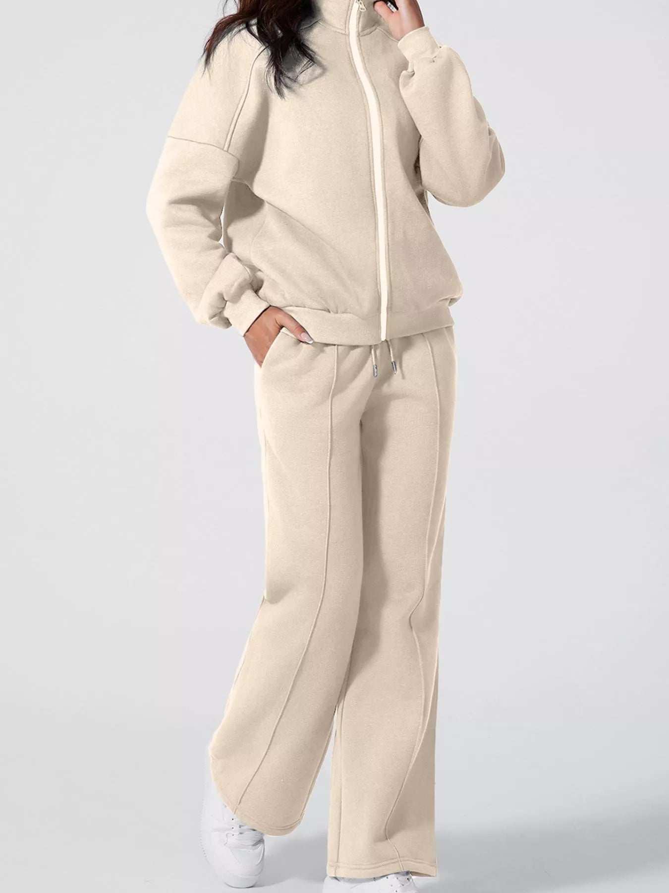 Relaxed Zip-Up Jacket & Drawstring Pants Set – image 5